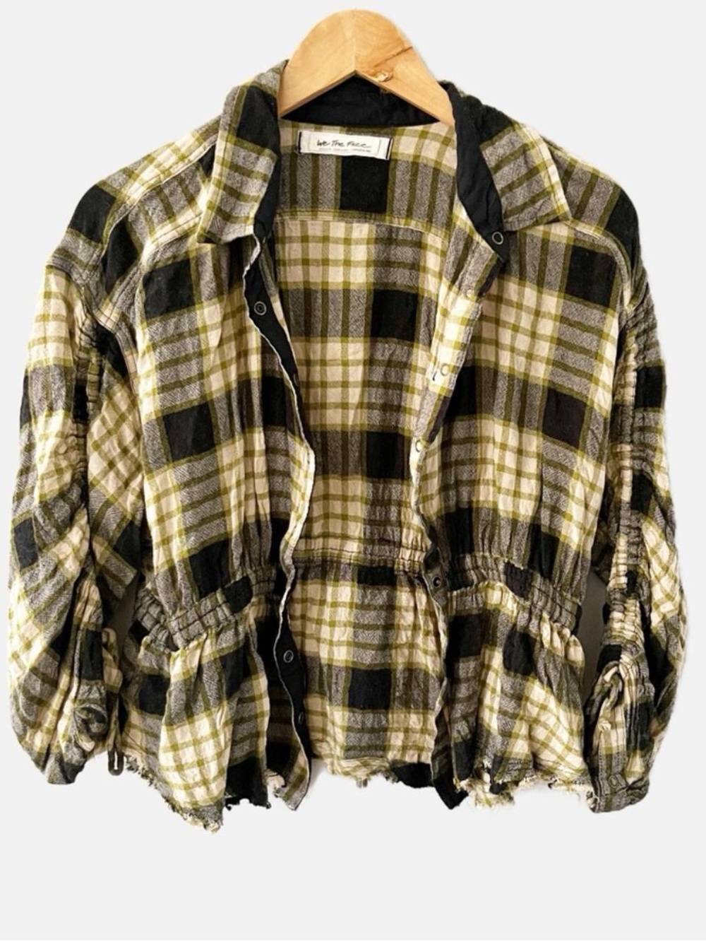 Free People We The Free Plaid Wool Blend Utility Jacket Shacket Medium Grunge